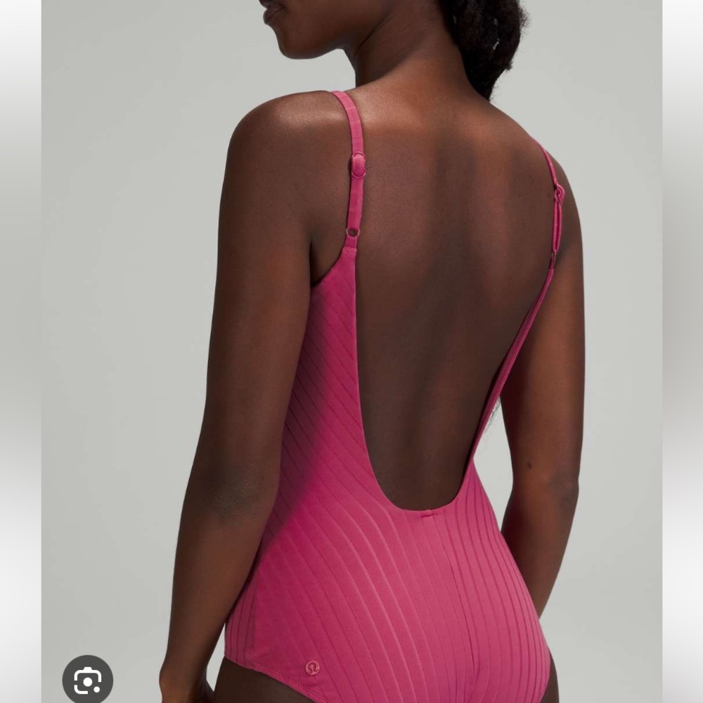 Lululemon U-Back rib one-piece pink swimsuit
